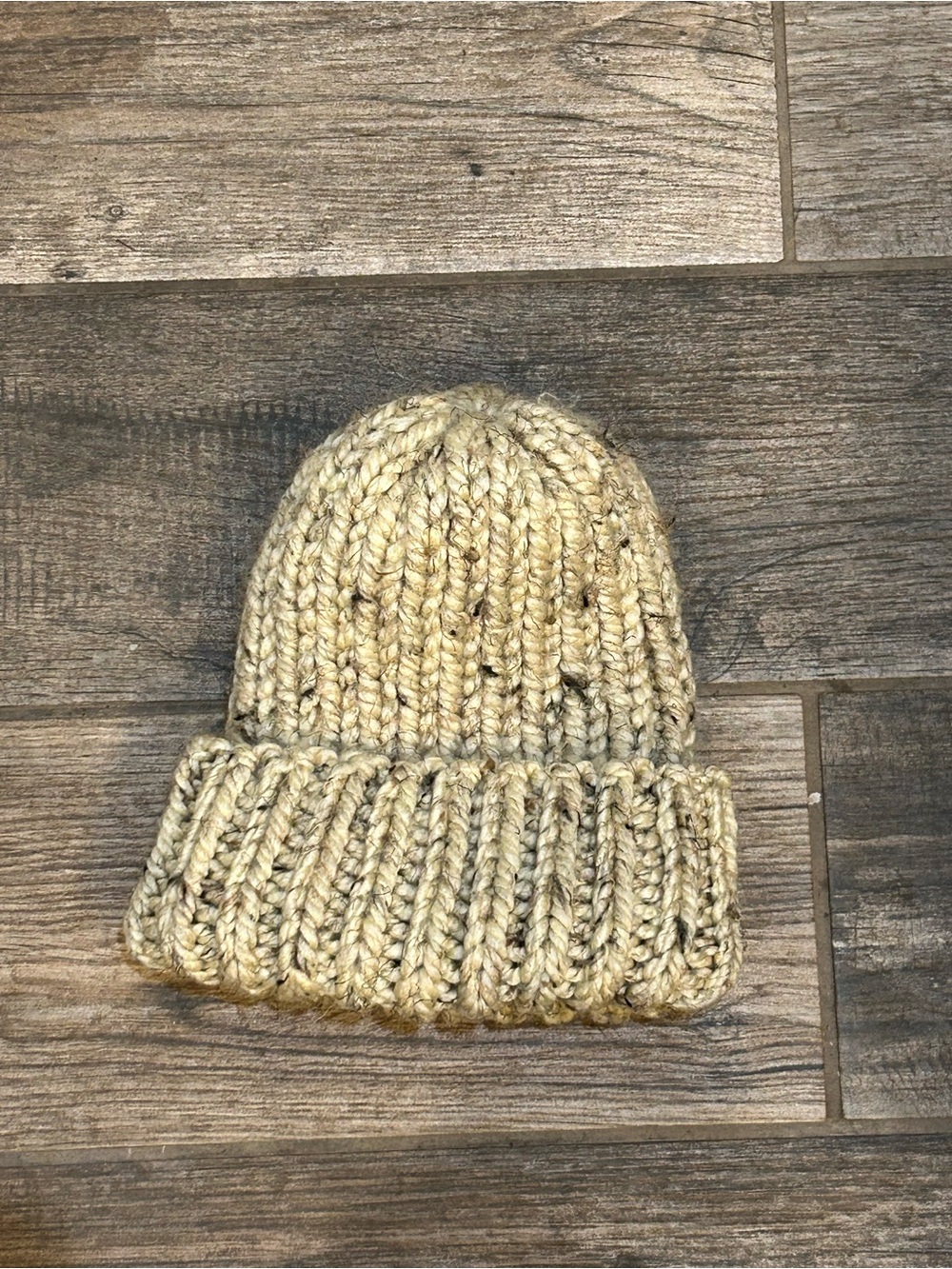 Handmade Cozy Oatmeal Knit Wool Blend Chunky Beanie 12” NEW